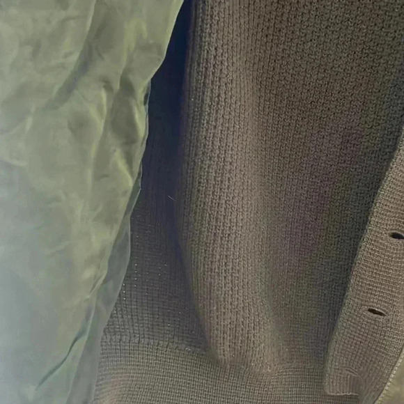 Vintage Beltex 100Best Merino Wool Dark Green Button Down Knit Jacket with Suede - Picture 7 of 7